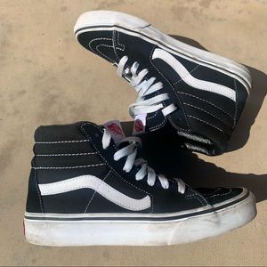 Vans high top, black. 7.5 women, 6 men
